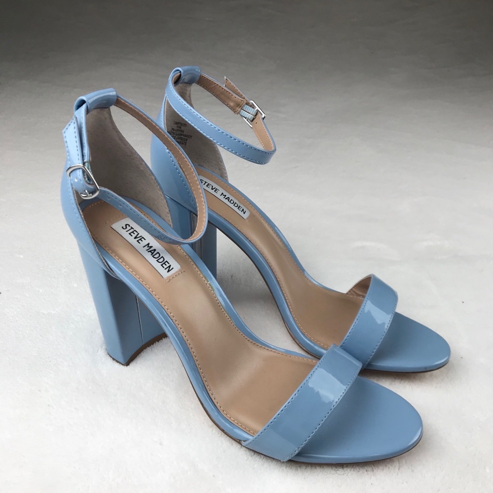 Steve Madden patent leather stacked heel sandals